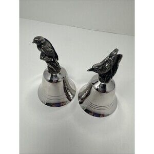 Danbury Mint White Breasted Nuthatch & Barn Swallow Silverplated Songbird Bell